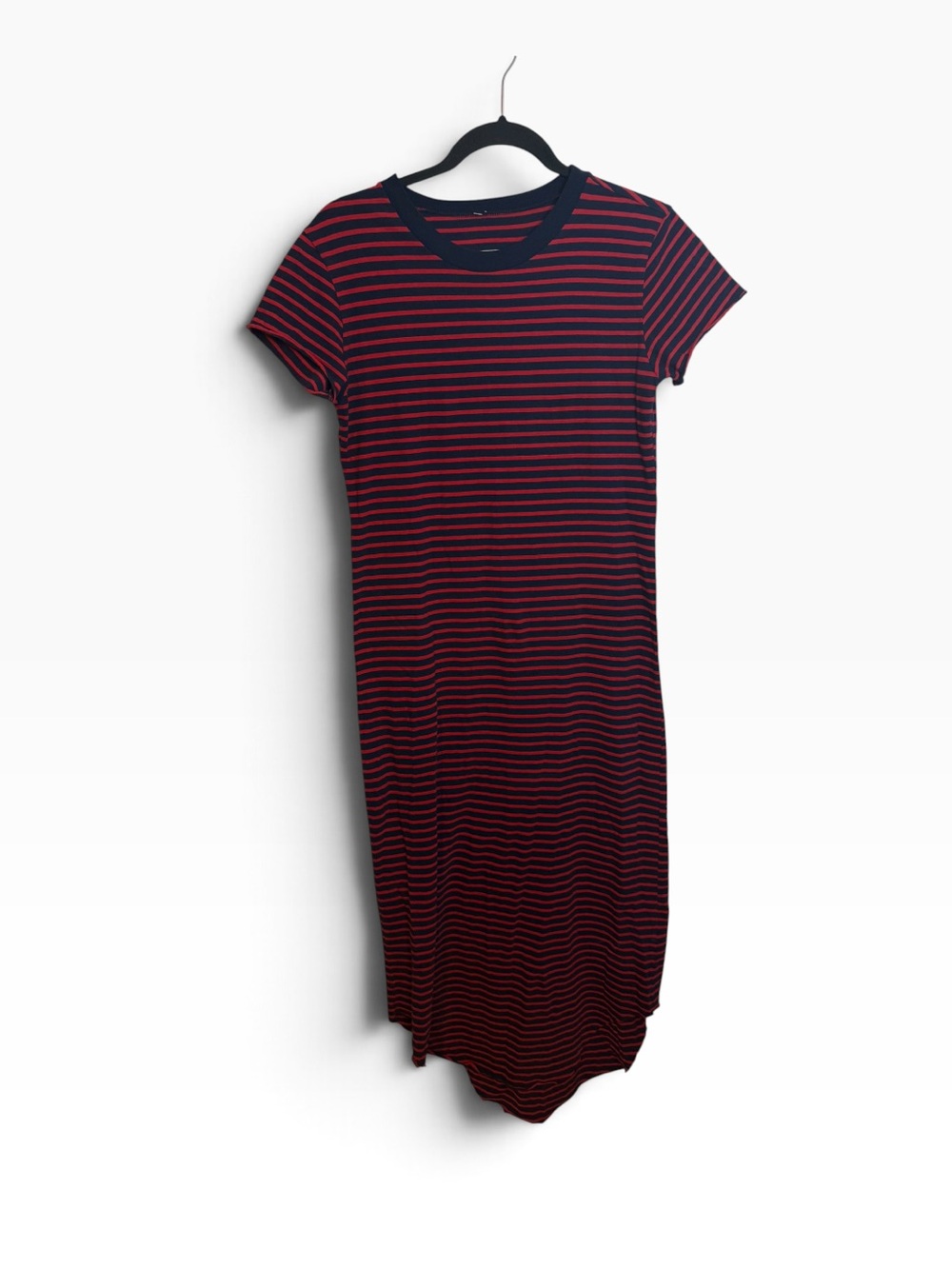 Frank & Eileen Navy and Red Striped Harper Maxi T-Shirt Dress